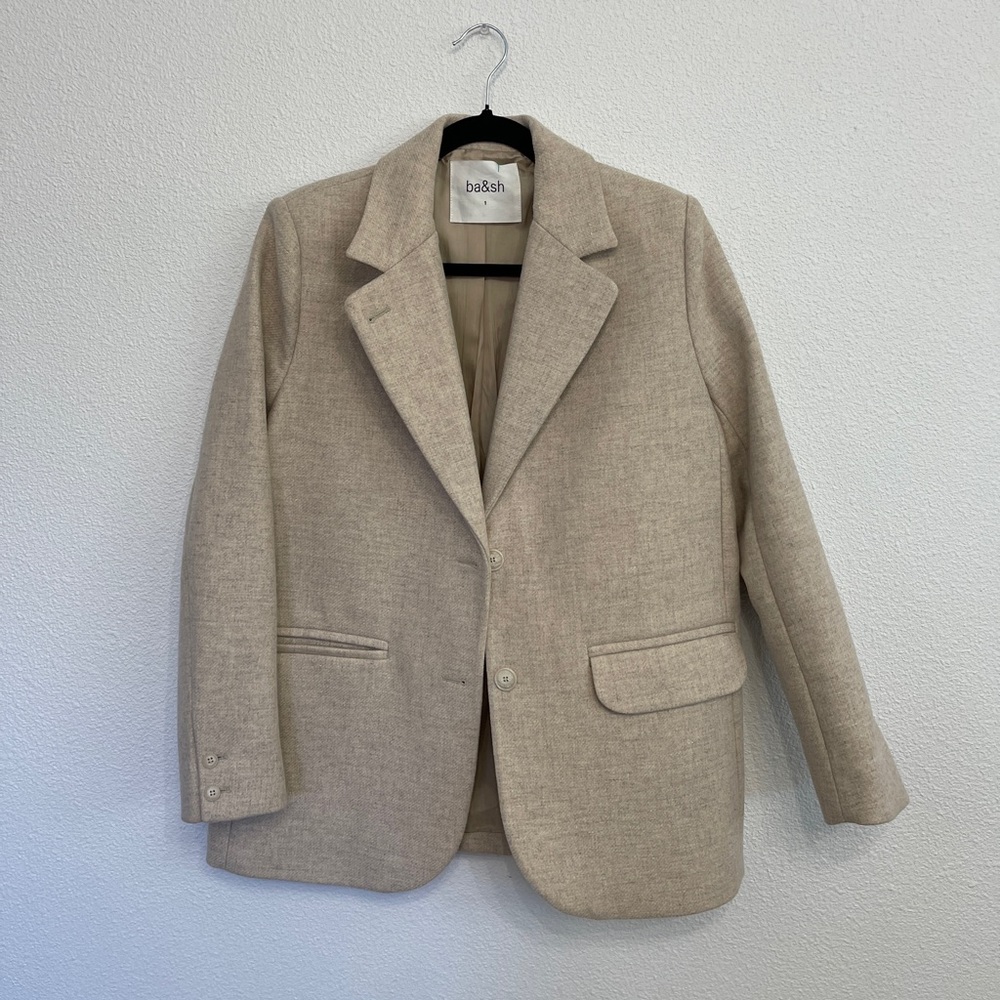 ba&sh wool blazer jacket cream